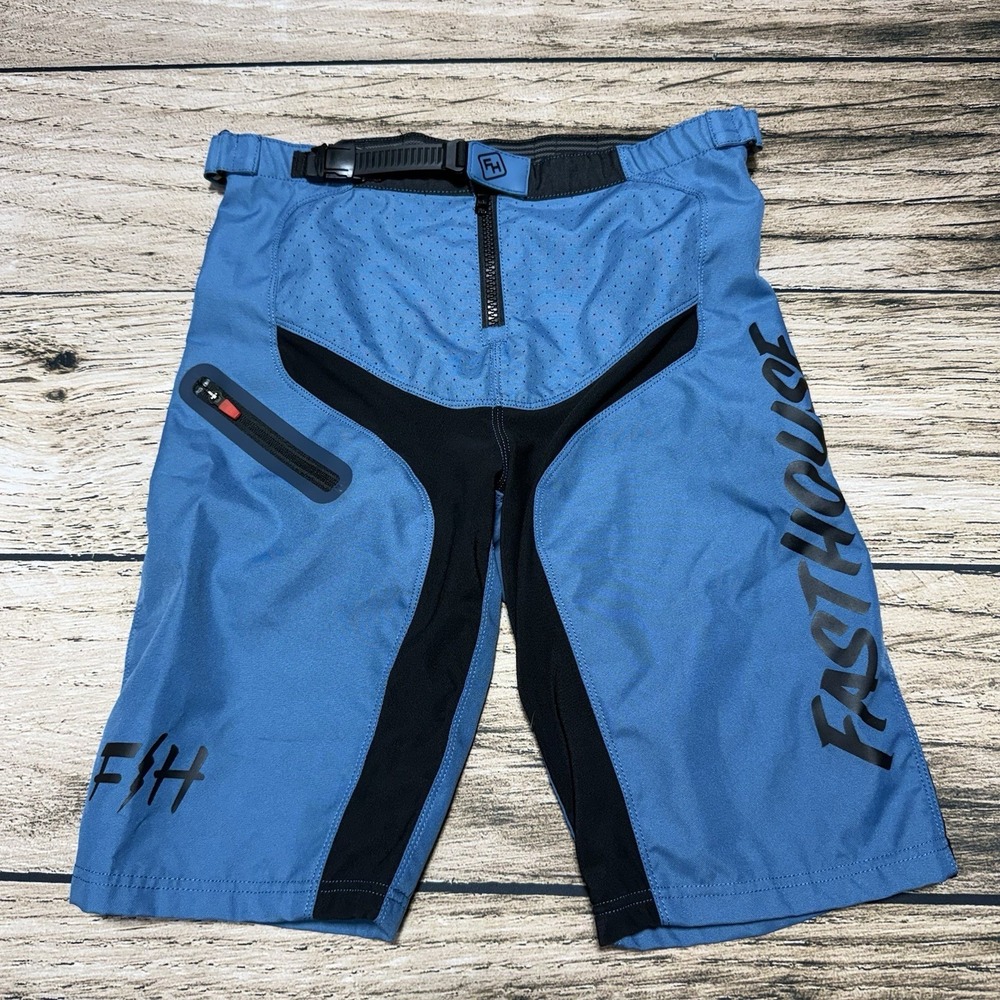 Fasthouse Shorts Mens 30 Blue Ripper MTB Bike Cycling Race Integrated Belt